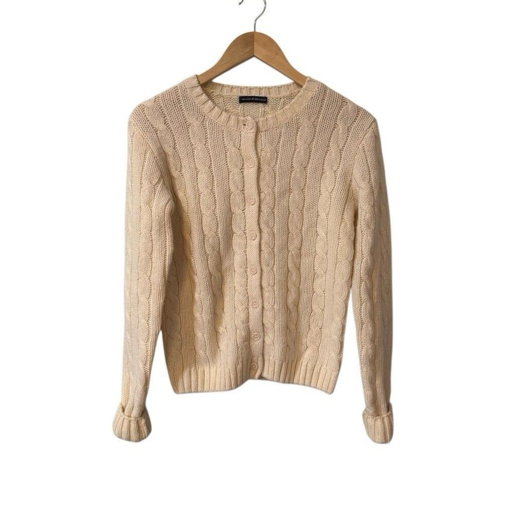 BRANDY MELVILLE Wool Cable Knit Classic Preppy Cardigan Sweater